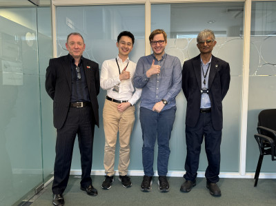 Tom Thorn after his PhD viva with examiners Prof Paul Hogg, Prof Sir Harry Bhadeshia, and supervisor Han Zhang.
