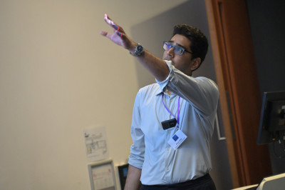 click/tap to enlarge this image... Dr Shah presenting his work at Aston University