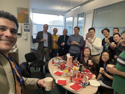 click/tap to enlarge this image... Group celebration after the viva with colleagues and friends.