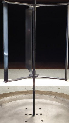 Wind tunnel model of a vertical-axis wind turbine in the Whitehead Aeronautical Laboratory