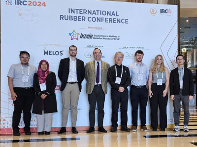SMG members at IRC 2024 from left to right: Rattapong, Prof Azura Rashid (alumni 2003), Eathan, James, Prof Keizo Akutagawa (alumni 1995), Thomas, Kirsty & Dr Shinya Nakano (SRI sponsor)