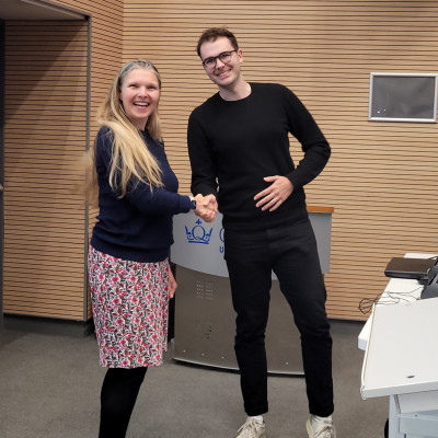 click/tap to enlarge this image... Eathan Plaschka with Head of School, Prof Hazel Screen