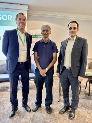 Sir Harry Bhadeshia photographed with Ingo Gustav Wender (left), Founder of Advanced Potash Technologies, and Ali Kamali (right), Director of Energy and Environmental Materials Research Centre at Northeastern University in China.